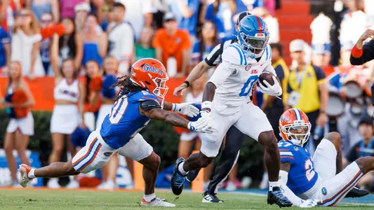 Ole Miss Football during the game against Florida at Ben Hill Griffin Stadium in Gainesville, Florida on September 26, 2026. Photo by Cayce Smith/Ole Miss Athletics.