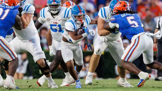 Ole Miss Football during the game against Florida at Ben Hill Griffin Stadium in Gainesville, Florida on September 26, 2026. Photo by Cayce Smith/Ole Miss Athletics.