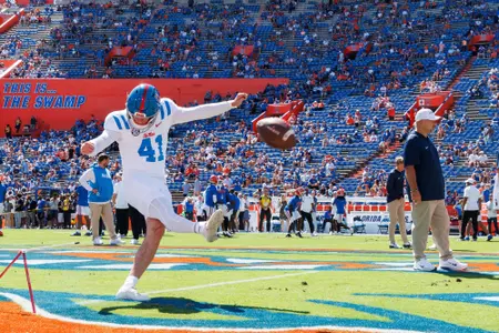 Ole Miss Football during the game against Florida at Ben Hill Griffin Stadium in Gainesville, Florida on September 26, 2026. Photo by Cayce Smith/Ole Miss Athletics.