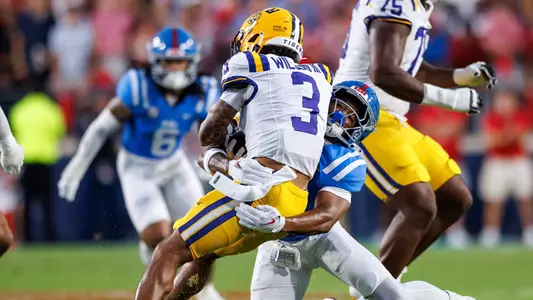 Ole Miss Football during the game against LSU at Vaught-Hemingway Stadium in Oxford, Mississippi on September 19, 2026. Photo by Cayce Smith/Ole Miss Athletics.