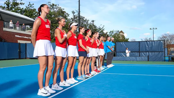 Ole Miss Women's Tennis during the game against Auburn at Palmer/Salloum Tennis Center in Oxford, MS on March 5, 2026. Photo by Hailey Austin/Ole Miss Athletics.