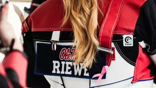 Ole Miss Rifle during the game against Memphis at Patricia C. Lamar National Guard Readiness Center in Oxford, MS on February 21, 2026. Photo by Antonella Rescigno, Student Photographer/Ole Miss Athletics.
