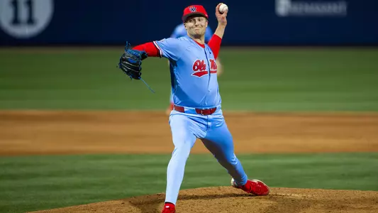 Ole Miss Baseball during the game against SEMO at Swayze Field in Oxford, MS on February 24, 2026. Photo by Abby Miller, Student Photographer/Ole Miss Athletics.