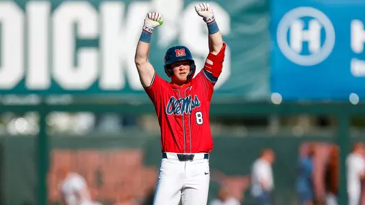 Ole Miss Baseball during their game against Texas at UFCU Disch-Falk Field in Austin, Texas on March 14, 2026. Photo by Kari Hodges/Ole Miss Athletics.