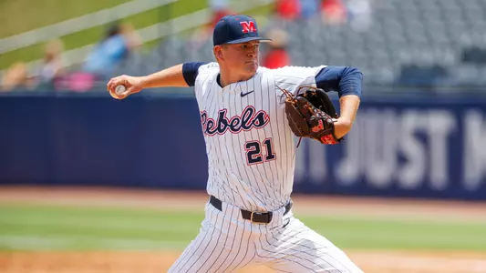 Ole Miss Baseball during Game 1 of the 2026 SEC Baseball Tournament against Missouri at Hoover Metropolitan Complex in Hoover, Alabama on May 19, 2026. Photo by Hayden Carroll/Ole Miss Athletics.
