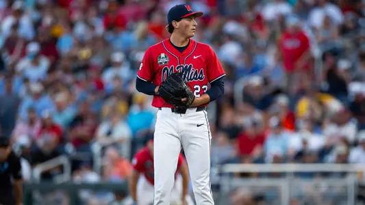 Ole Miss Baseball during the game against UNC at Charles Schwab Field in Omaha, Nebraska on June 12, 2026. Photo by Abby Miller, Student Photographer/Ole Miss Athletics.