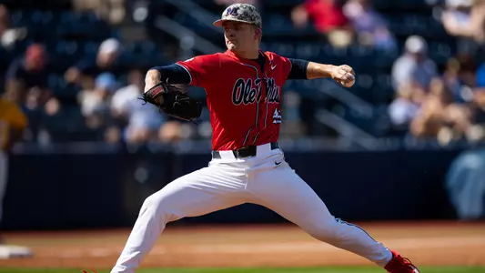 Ole Miss Baseball during the game against LSU at Swayze Field in Oxford, MS on April 12, 2026. Photo by Abby Miller, Student Photographer/Ole Miss Athletics.