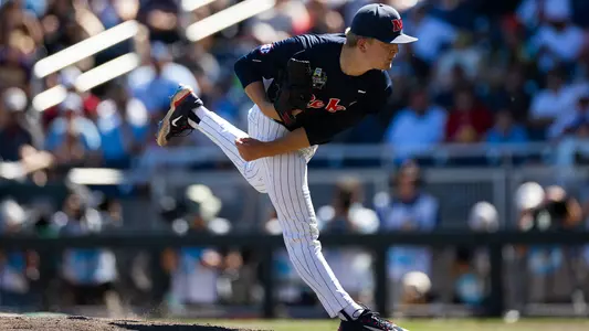 Ole Miss Baseball during the game against Troy at Charles Schwab Field in Omaha, Nebraska on June 14, 2026. Photo by Abby Miller, Student Photographer/Ole Miss Athletics.