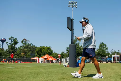 Ole Miss Football during Day 1 of Fall Camp and Media Day at Olivia and Archie Manning Athletics Performance Center in Oxford, MS on August 6, 2026. Photo by Hayden Carroll/Ole Miss Athletics.