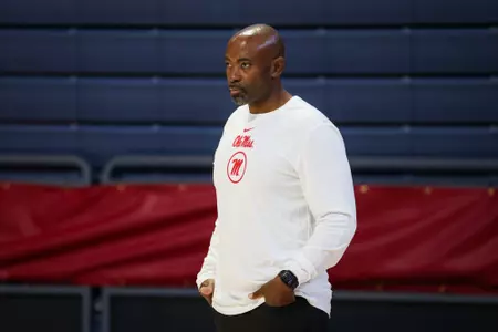 Anthony Fobb coaching the Ole Miss men's basketball team