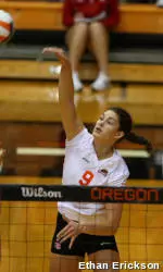 Volleyball Hands No. 6 Michigan First Loss of Season in Sweeping Fashion