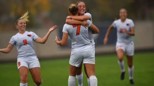 Higgins and Jones celebrate vs Utah