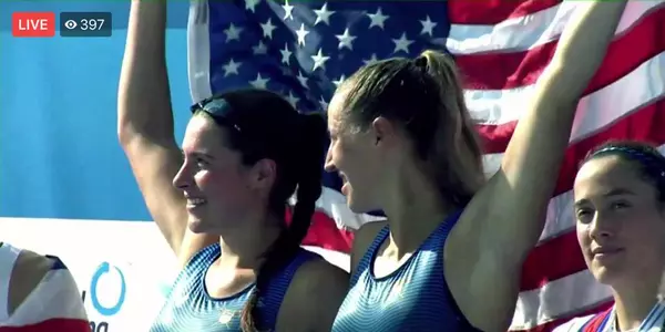 Alina Hagstrom with flag