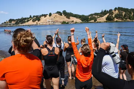 Rowing win celebration