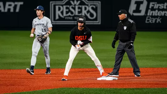 Tyler Inge after doubling in two runs against Xavier on March 9, 2026