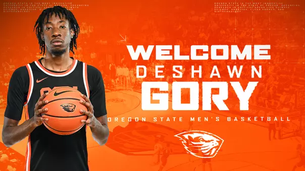 Graphic Depicting DeShawn Gory, welcoming him to Oregon State