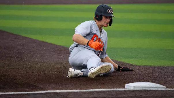 Adam Haight slides into third base against Lamar on April 3, 2026