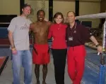 Men's And Women's Gymnastics Visited By Gymnastic Greats Miller and Golden Image