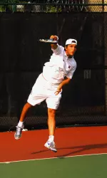Men's Tennis Sneaks By Duquesne, 4-3, At A-10s Image