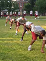 Temple Football Works Out on Independence Mall on Friday Morning Image