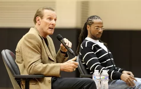 Former NBA star Rick Barry with Quinton Smith