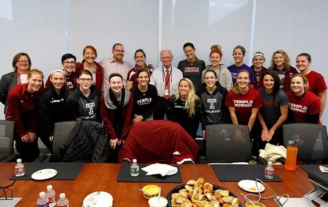 Temple women's rowing meets with Gerry Lenfest