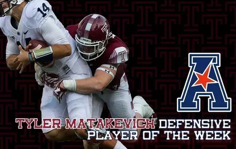 Temple Sr LB Tyler Matakevich records one of three sacks against Penn State