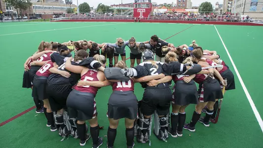 Field hockey huddle