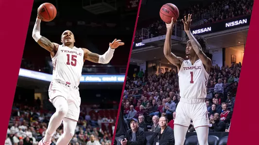 Nate Pierre-Louis (left) and Quinton Rose (right) in separate action photos