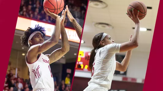 Quinton Rose (left) and Mia Davis (right) both go up for shots during the 2018-19 season