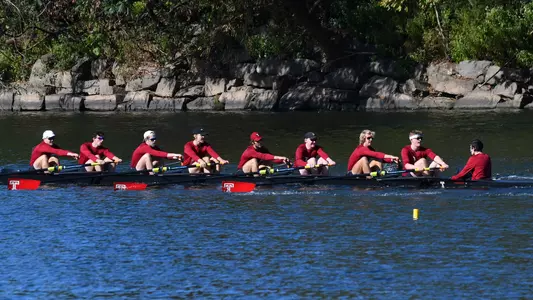 Temple's Freshman Eight boat races on the Schuylkill River