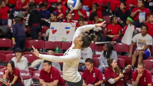 Temple's Xeryah Salanoa serves a ball in McGonigle Hall