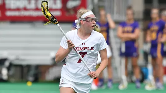 Temple Owls midfielder Lauren Zinkl (7) shown during an AAC lacrosse game. Temple beat ECU 18-5 on senior day for the Owls