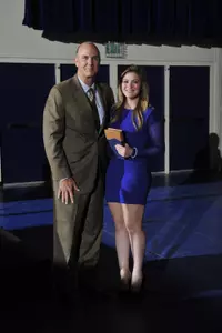 Maurice Hilliard Award winner Jen Karson with Athletic Director Steve Potts.