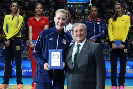 Kim Hill and FIVB President Dr. Ary S. Graça