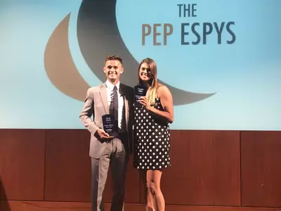 Scholar-Athletes of the Year Kevin Maeda and Maddie Dilfer