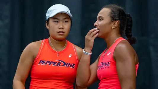 Savannah Broadus and Janice Tjen at the NCAA Tournament