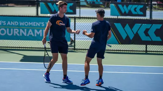 Daniel De Jonge and Tim Zeitvogel at the WCC title game