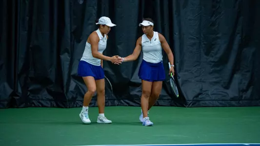 Janice Tjen and Savannah Broadus at the 2023 NCAA Tournament