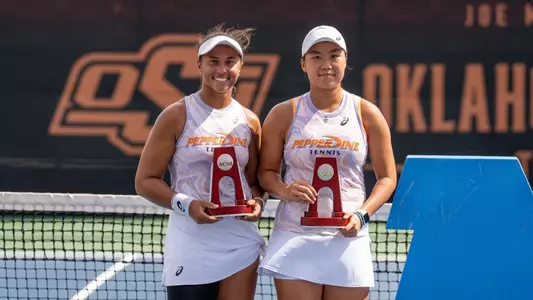 Savannah Broadus and Janice Tjen after the 2024 national championship match