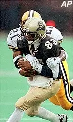Pittsburgh's Latef Grim (83) catches <br>his second touchdown pass <br>in win over Akron, Sat.