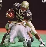 Kevan Barlow had a<br>career day, rushing for<br>206 yards, with touchdown<br>runs of 61 and 57<br>yards.