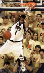 Pittsburgh's Keith Benjamin makes a dunk in the second half enroute to a 91-54 win over Penn State in Pittsburgh, Saturday, Dec. 10, 2005. (AP Photo/Keith Srakocic)