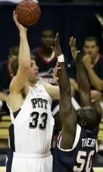 Aaron Gray shoots over Almamy Thiero in the first half. (AP Photo/Keith Srakocic)