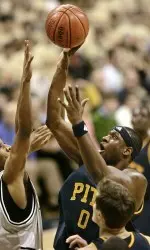 John DeGroat shoots over Providence's Charlie Burch in the first half. (AP Photo/Keith Srakocic)