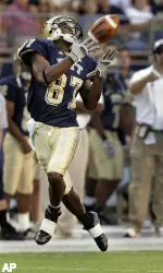 Wide receiver Marcel Postano hauls in a 41-yard pass in the first quarter.