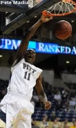 Dante Taylor throws down a dunk in the first half in Sunday's exhibition win over Slippery Rock. Taylor finished with a game-high 27 points.