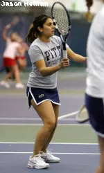 Senior Sabrina Visram looks for her second Big East singles win of the season