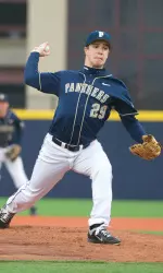 David Kaye throws out the first pitch at the Petersen Sports Complex