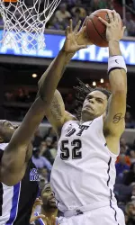 Gary McGhee pulls down a rebound during Thursdays NCAA game against UNC Asheville.